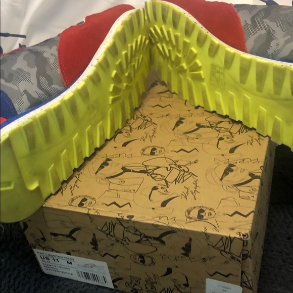 Karl Lagerfeld Red, Blue Suede and Gray Camouflage Sneakers - Picture 6 of 9